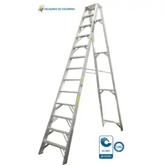 ESCALERAS DE COLOMBIA - Escalera Certificada Tipo Tijera En Aluminio 13 pasos / 4.00 Metros 136 Kg.