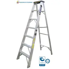 ESCALERAS DE COLOMBIA - Escalera Certificada Tipo Tijera En Aluminio 7 pasos / 2.10 Metros 136 Kg.