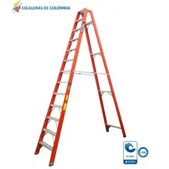 ESCALERAS DE COLOMBIA - Escalera Certificada Tipo Tijera En Fibra De Vidrio 13 pasos/ 4.00Mts 136kg.