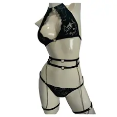 RAINBOW MODA - Lenceria Brasier de Encaje Panty liguero Arnes Ropa Intima Femenina