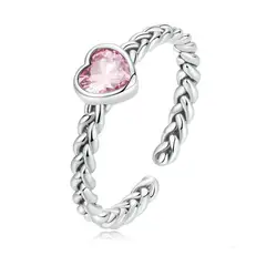 ALHAJAS - Anillo Argolla Boda Ajustable Para Mujer Corazón Amor En Plata 925