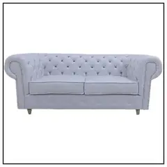 DAVINCI - Sofá Chester 200x80x60 GRIS ECOCUERO