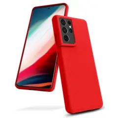 GENERICO - Funda Estuche Silicone Case Compatible Samsung S21 Ultra Rojo