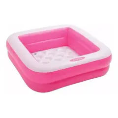 INTEX - Piscina Inflable Cuadrada De 85cm X 23cm Rosa Y Blanca