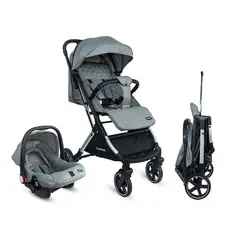 BEBESIT - Coche Compacto Travel System 3 En 1 Pixel Prinsel Gris