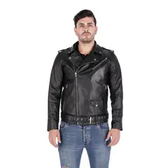 LA CHAQUETERIA - Chaqueta en Cuero Negro Bison