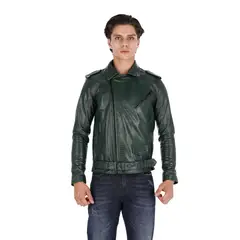 LA CHAQUETERIA - Chaqueta en Cuero Folia Verde Bison