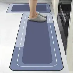 GENERICO - Combo Alfombras Dos Tapetes Antideslizante Absorbente Azul