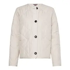 TOMMY HILFIGER - Chaqueta Acolchada Corta Sin Cuello Mujer Blanco