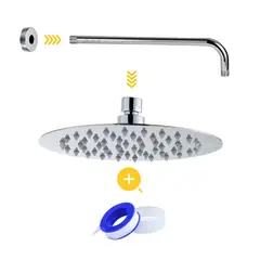 GENERICO - Kit Regadera Redonda Acero Ducha Inoxidable 20Cm + Tubo + Teflón
