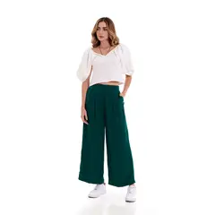 BELIFE - Pantalón Verde Hoja Bota Amplia Mujer