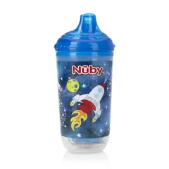NUBY - Vaso Entrenador Antiderrame Bebe Con Luces 10 Oz Azul