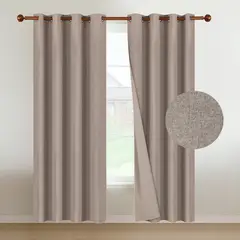 CASATUA - Cortinas Blackout 100% 2Paños 140x220 Lino Doble - Beige