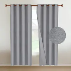 CASATUA - Cortinas Blackout 100% 2Paños 140x220 Lino Doble - Gris