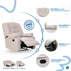 MUEBLES FIOTTI - Silla reclinable 1 puesto Beige Kalerin Premium