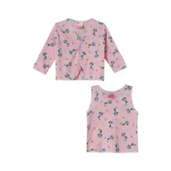 SANTANA - Camiseta Manga Larga + Esqueleto Bebé Niña Rosa Oscuro