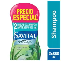 SAVITAL - Shampoo Anticaspa Menta Eucalipto Y Sábila x 510ml 2un