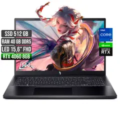 ACER - NITRO INTEL CORE I9-13900H RTX 4060 8GB SSD 512GB RAM 40GB LED 15,6" FHD 144Hz