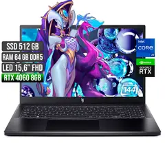 ACER - NITRO INTEL CORE I9-13900H RTX 4060 8GB SSD 512GB RAM 64GB LED 15,6" FHD 144Hz