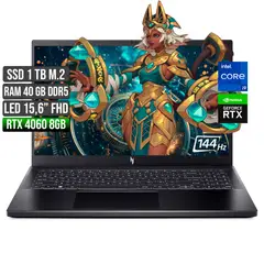 ACER - NITRO INTEL CORE I9-13900H RTX 4060 8GB SSD 1TB RAM 40GB LED 15,6" FHD 144Hz