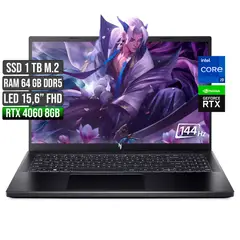 ACER - NITRO INTEL CORE I9-13900H RTX 4060 8GB SSD 1TB RAM 64GB LED 15,6" FHD 144Hz