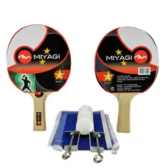 GENERICO - Kit Ping Pong Tenis Mesa Miyagi Set Raquetas Pelotas Malla