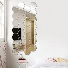 DECOR - Pack 15 Espejos Decorativos Adhesivos hexagonales