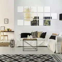 DECOR - Pack 15 Espejos Decorativos Adhesivos CUADRADOS