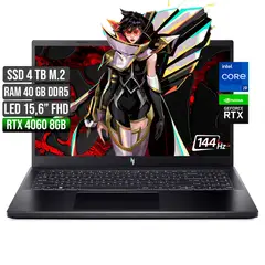 ACER - NITRO INTEL CORE I9-13900H RTX 4060 8GB SSD 4TB RAM 40GB LED 15,6" FHD 144Hz