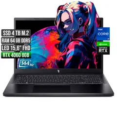 ACER - NITRO INTEL CORE I9-13900H RTX 4060 8GB SSD 4TB RAM 64GB LED 15,6" FHD 144Hz