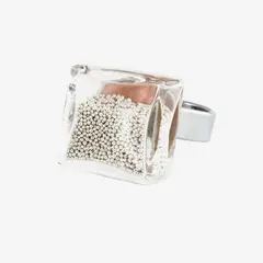 PYLONES - Anillo Hecho A Mano Cuadrado Mini Plata