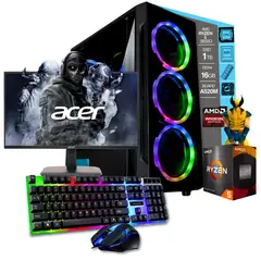 AMD - TORRE GAMER RYZEN 5 5600G/ 16GB RAM/ SSD 1TB /BOARD A520M /MONITOR 22" FHD