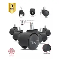 MUEBLESYA - Repuestos Para Sillas De Oficina 5 Ruedas Nylon 50MM