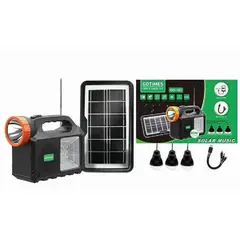 HOME - Kit Panel solar con Baterias y 3 Bombillos de 3w USB FM