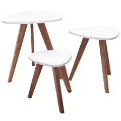 GENERICO - Mesa Auxiliar Nórdica Triangular Set X 3