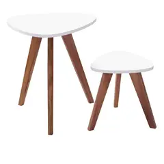 GENERICO - Mesa Nórdica Triangular - Set X 2 - Pequeña & Grande