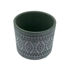 GENERICO - Maceta Ceramica Verde Grande Diseño Triangulos
