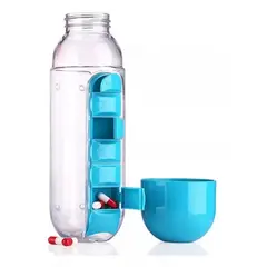 GENERICO - Botella De 600ml Con Organizador Pastillero Semanal Y Vaso