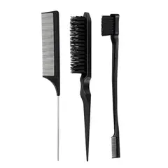 GENERICO - Set Cepillo Pulidor Peine Cola Metal Peinados Salon Belleza Peluquería-