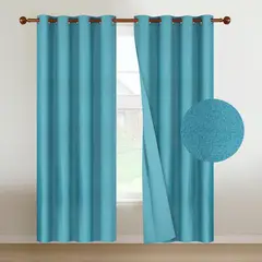 CASATUA - Cortinas Blackout 100% 2Paños 140x220 Lino Doble - Turquesa