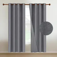 CASATUA - Cortinas Blackout 100% 2Paños 140x220 Lino Doble - Gris oscuro