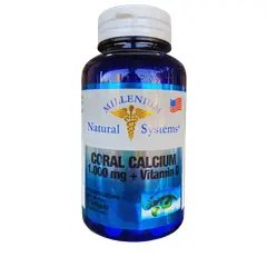 MILENIUM - Coral Calcium 1000 mg Vitamina D 60 Softgels Natural Systems