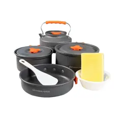 TERRAFORCE - Set Ollas Aluminio Camping 4 Piezas