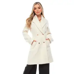 SYK - Gaban Para Mujer De Paño Boucle Abrigo largo Caqui