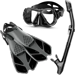 GEF - Set Snorkel Careta Aletas Natacion Buceo Material Flexible
