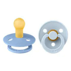 BIBS - Chupos Colour 2 PACK Latex Size 1 Sky Blue/Baby Blue