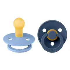 BIBS - Chupos Colour 2 PACK Latex Size 1 Sky Blue/Steel Blue