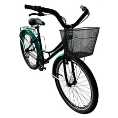 ATILA - Bicicleta playera rin 26 parrilla y canasta 18 Cambios Negro