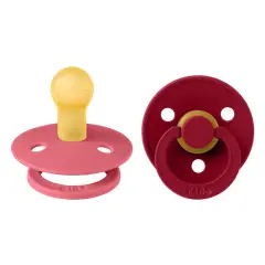 BIBS - Chupos Colour 2 PACK Latex Size 1 Coral/Ruby
