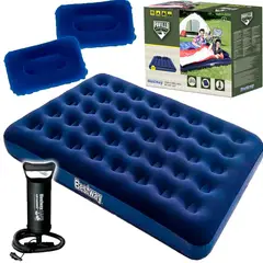 BESTWAY - Colchón Inflable Doble Camping +2 Almohadas+inflador